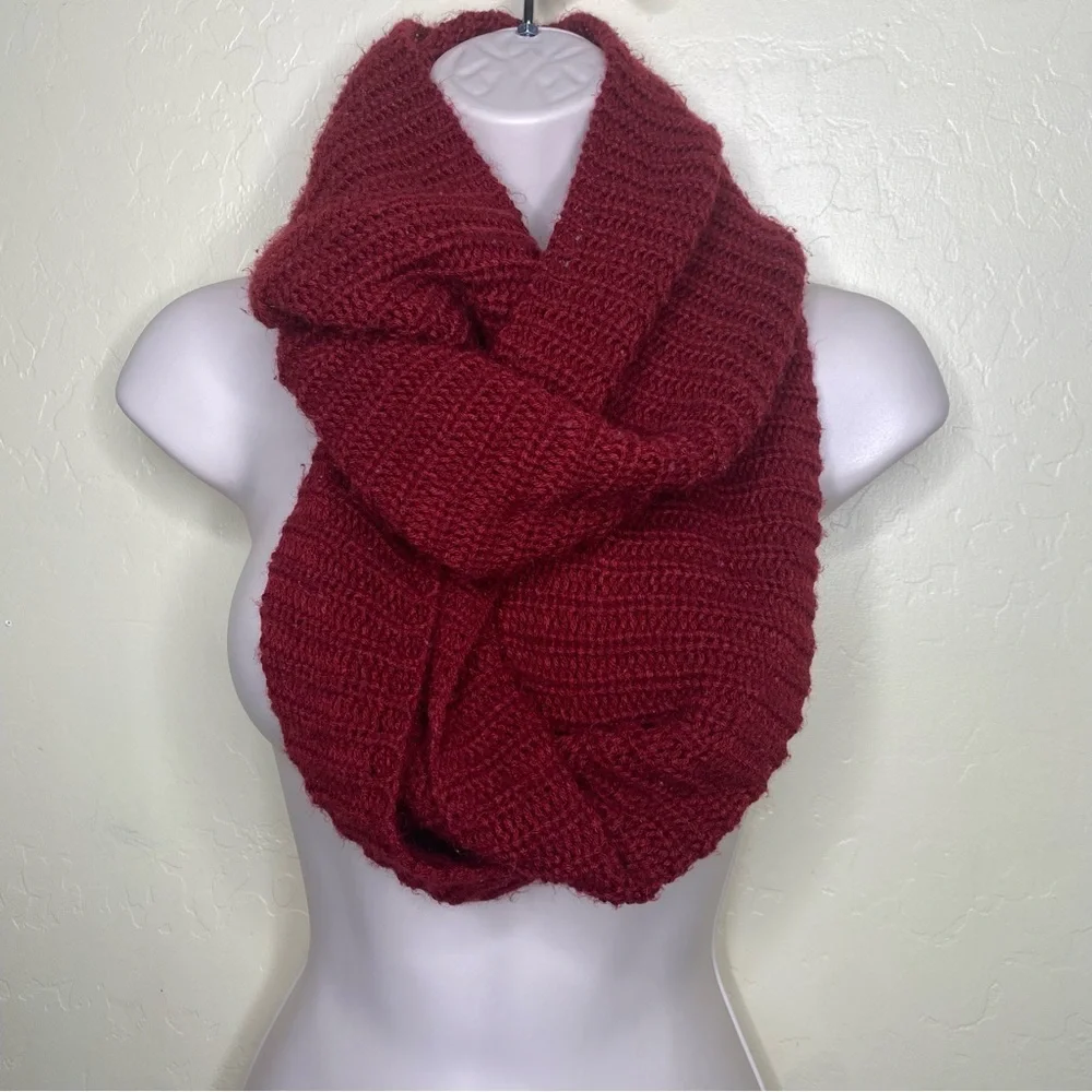 Cozy Red Knit Infinity Scarf